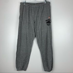 Roots Men’s Cotton Blend Sweatpants Size Large L Gray Drawstring Waist Inseam 32